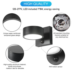 Double Century waterproof outdoor light with tempered glass seal protects against weather.