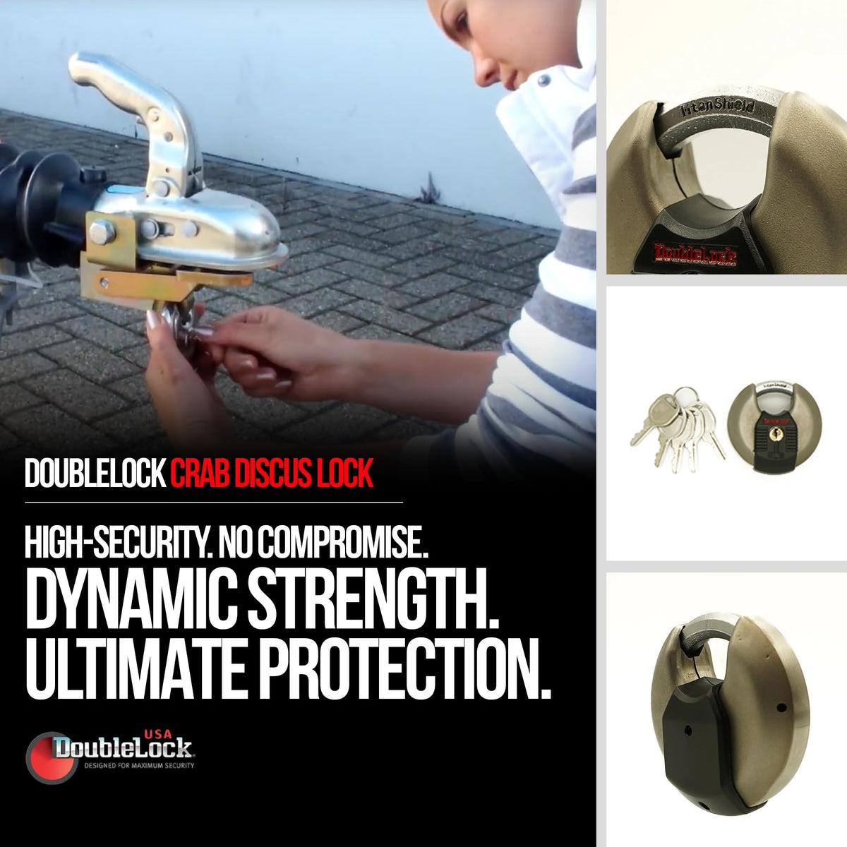 DoubleLock Crab 2.0 discus shape close-up emphasizes reduced vulnerability to cutting