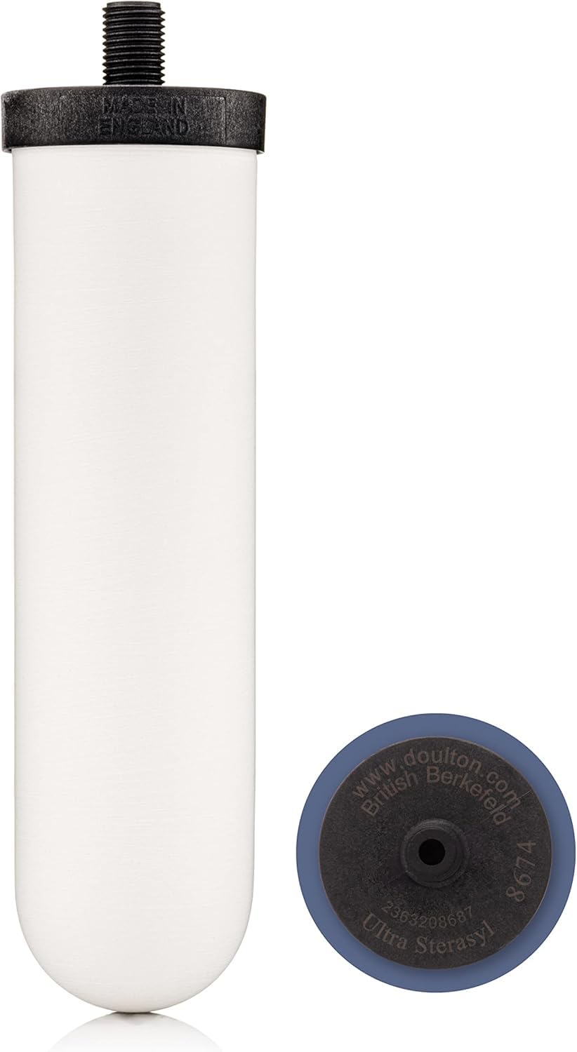 DOULTON filter candle demonstrates clear water after filtration with reduced odor.