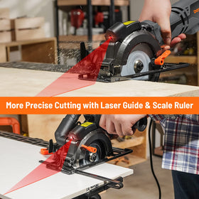 DOVAMAN circular saw with laser guide aids straight, aligned cuts.