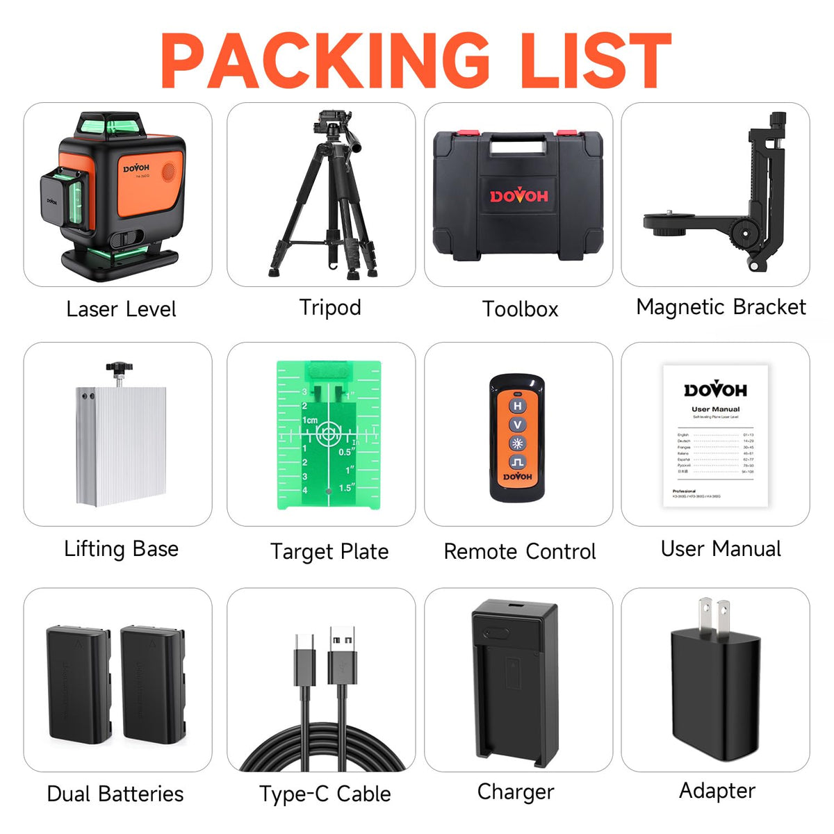 DOVOH 4D laser level offers a 5-year accuracy warranty for peace of mind