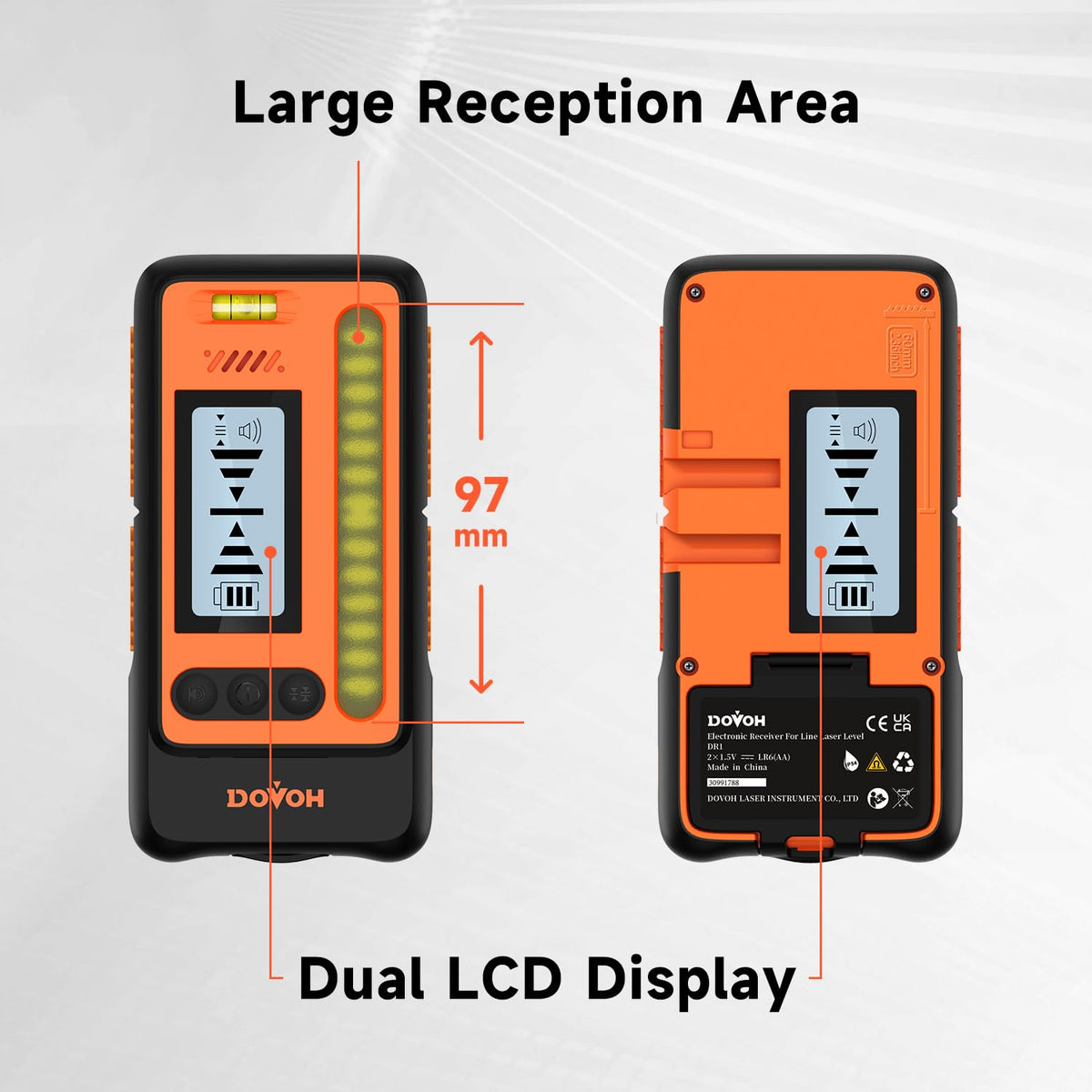 Loud speaker on the DR1 provides audible laser readouts.