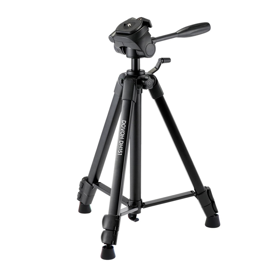 DOVOH heavy-duty tripod stabilizes laser level for precise setup.