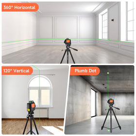 DOVOH plumb dot 360 horizontal line enables ceiling and floor alignment.