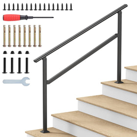 Dovov 4-step handrail outdoors provides sturdy porch or garden stairs support.