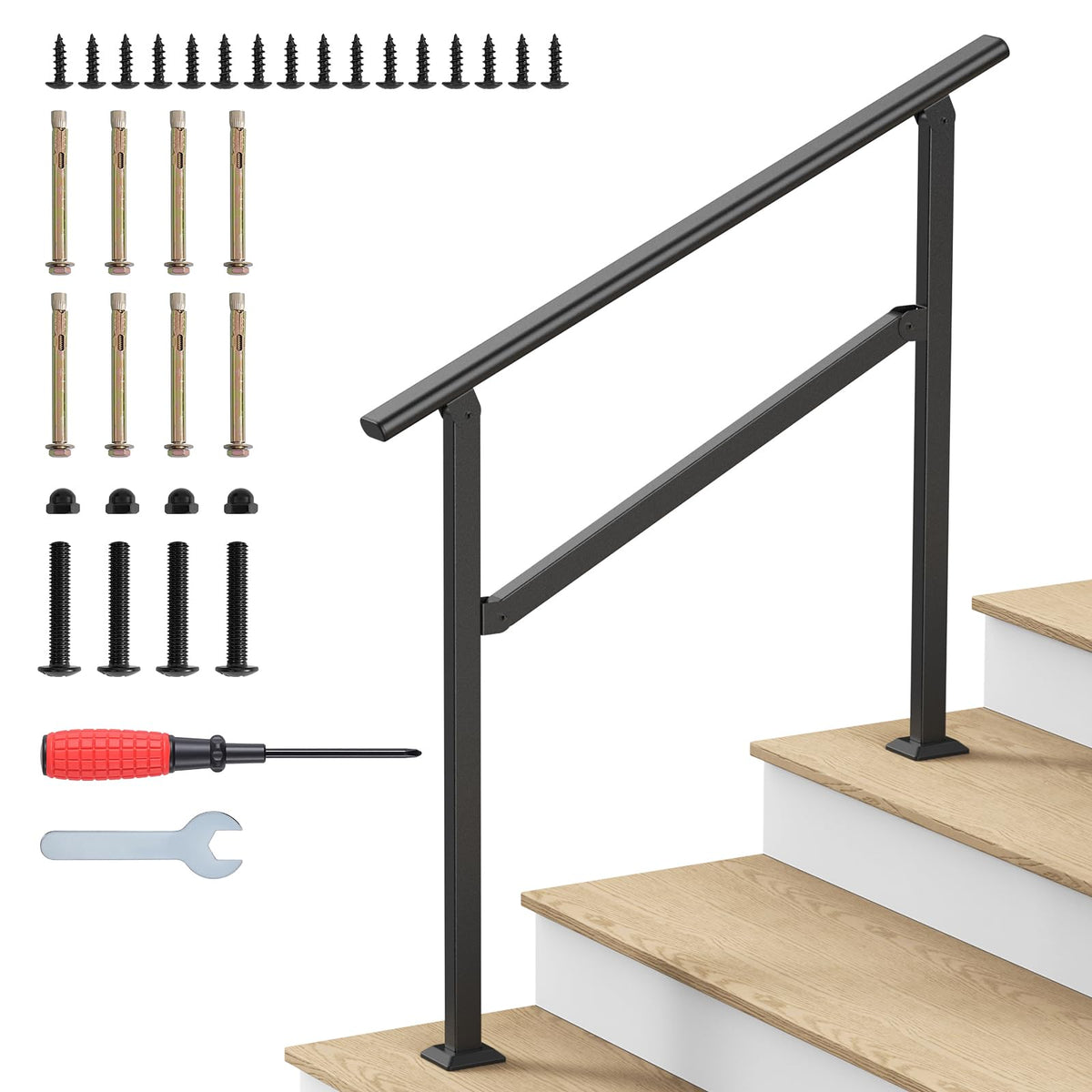 Dovov 3-step outdoor hand rails provide secure support for stairs