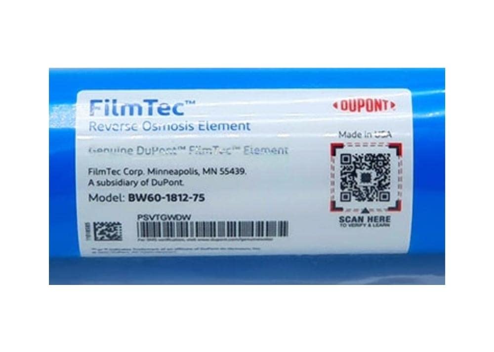 Dimensions of the Dow FilmTec BW60-1812-75 showing 11.75 inch length and 1.75 inch diameter.