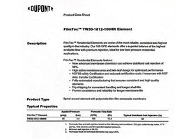Dow FilmTec TW30-1812-100HR membrane chlorine tolerance under 0.1 ppm protects membrane performance.