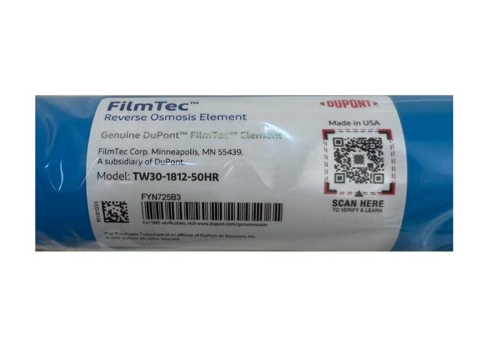 Dow FilmTec TW30-1812-50HR membrane in original packaging ready for replacement.