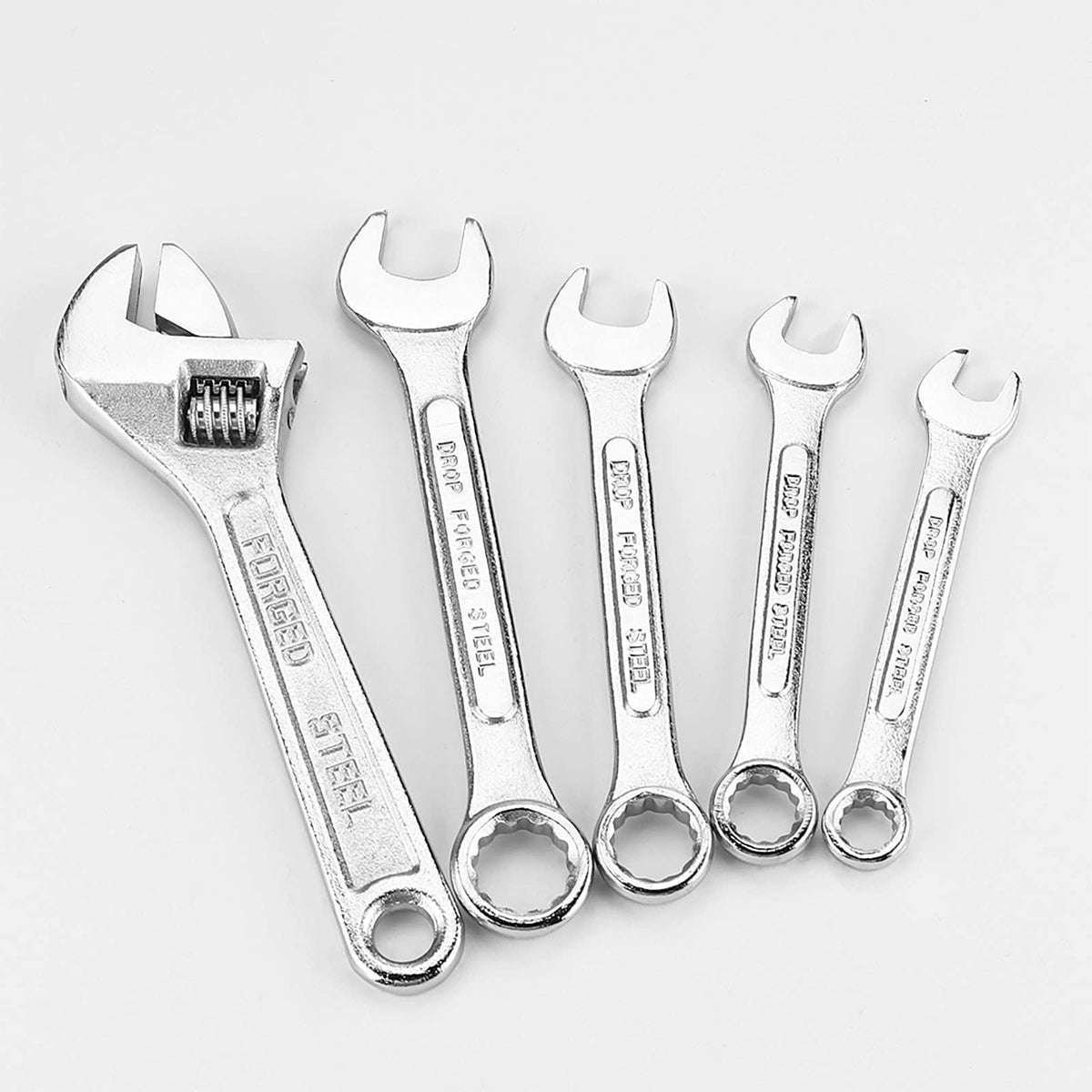DOWELL 90-piece tool set adjustable wrench ready for different fasteners.