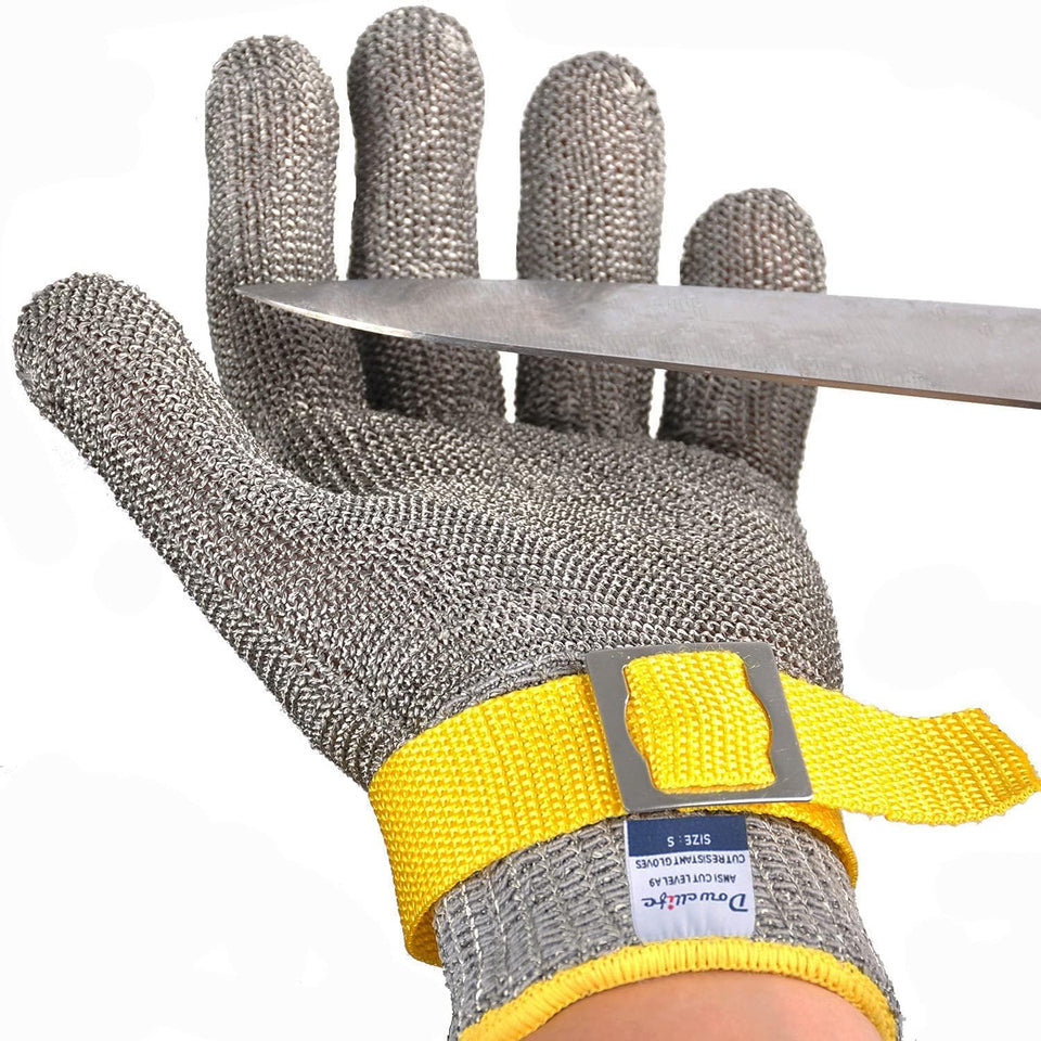 Dowellife ANSI A9 cut glove with stainless steel mesh for blade protection.