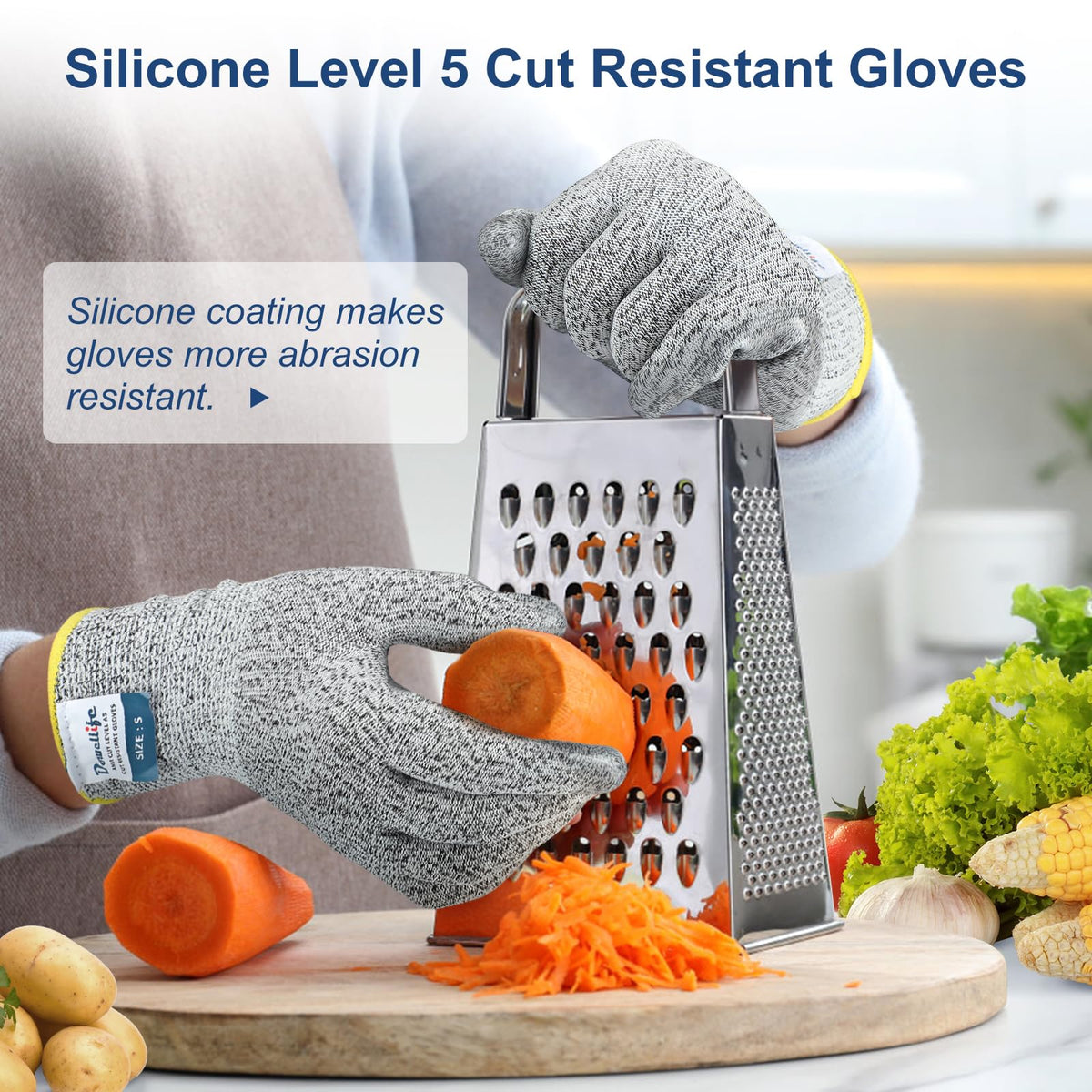 Dowellife waterproof gloves demonstrating a secure grip on slippery fish