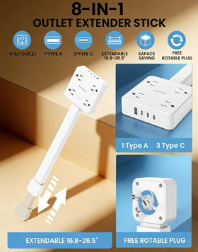 Doxuanai outlet extender with 180-degree rotating head enables flexible placement.