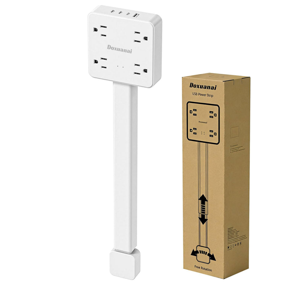Doxuanai outlet extender stick extended length showing reach behind furniture for easy access.