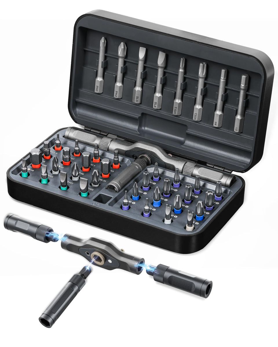 DOZAWA 42in1 magnetic screwdriver set case showing portable organization and easy access.
