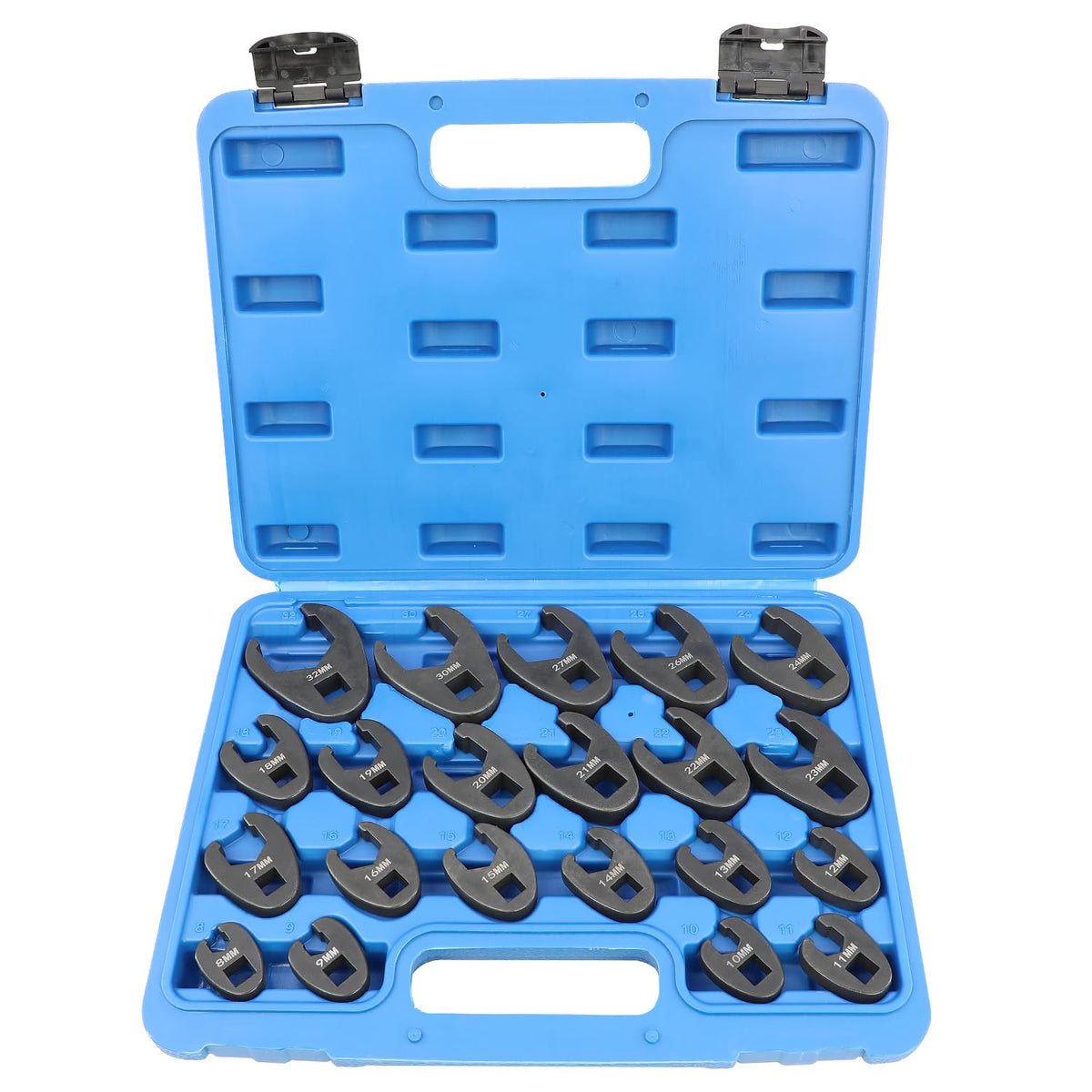DPTOOL crowfoot wrench set 8mm on a flare nut in a tight engine bay for easy access