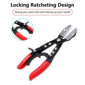 DPTOOL ratcheting locking plier provides controlled hose clamping