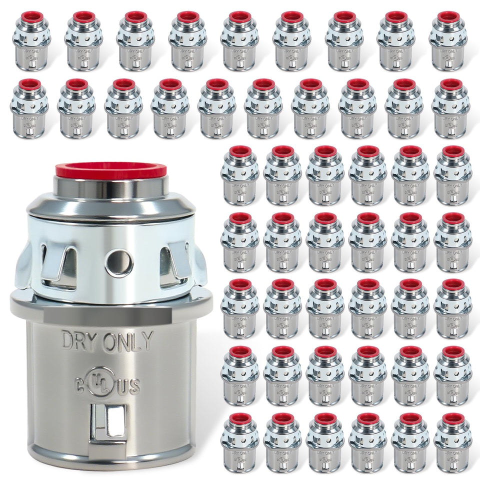 Dpwrrot 50-pack MC connectors ready for 1/2 inch knockouts in professional wiring