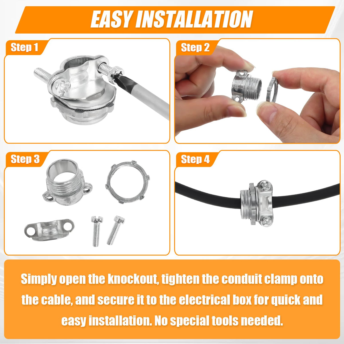 Dpwrrot clamp providing tight moisture and dust seal for reliability.