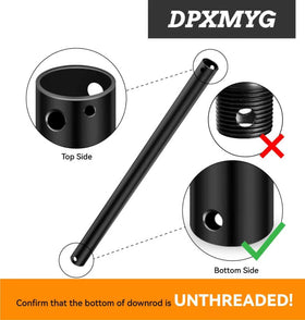 DPXMYG 1-inch unthreaded downrod end for quick, secure ceiling fan mounting.