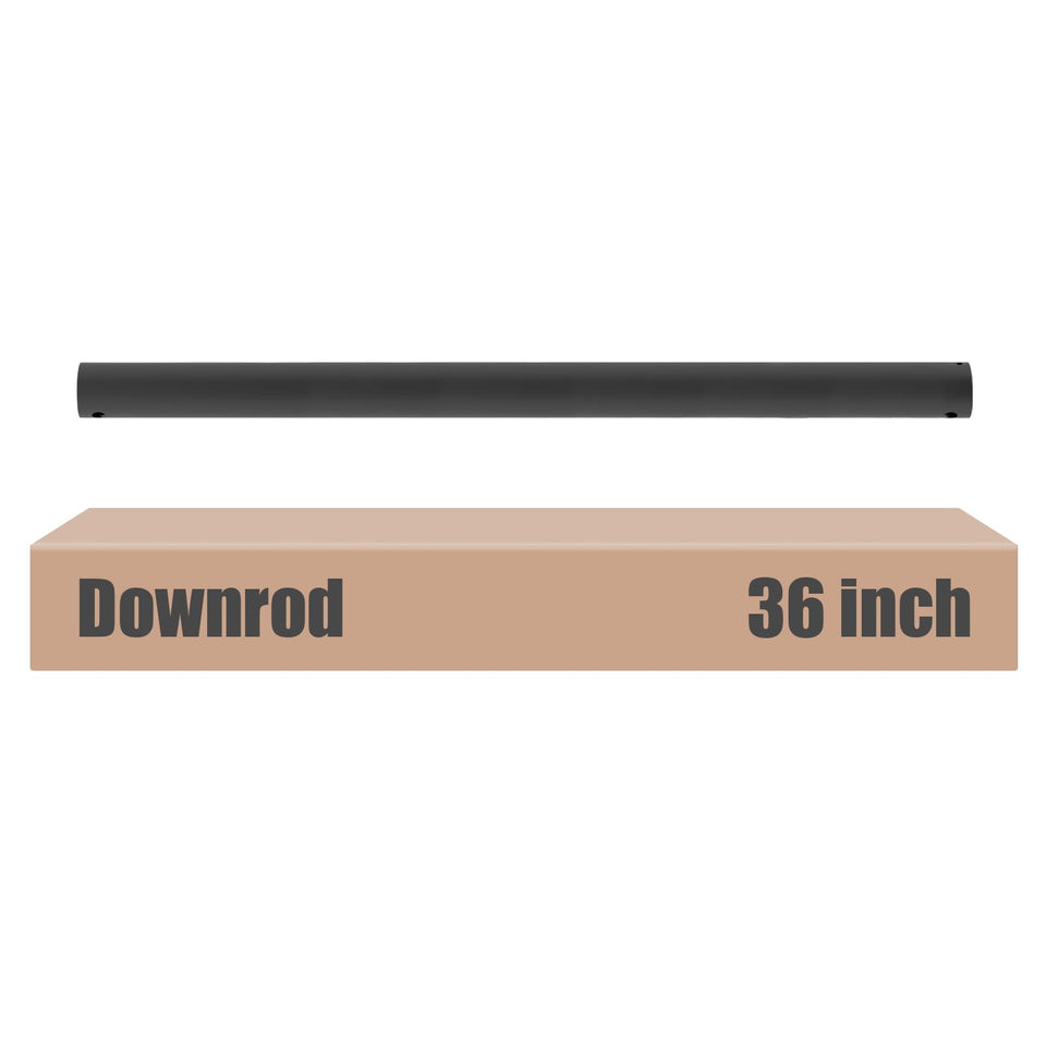 DPXMYG 36in black downrod extends ceiling fan height with a clean, modern look.