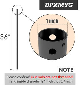 DPXMYG downrod, 1-inch diameter, provides sturdy support for compatible ceiling fans.