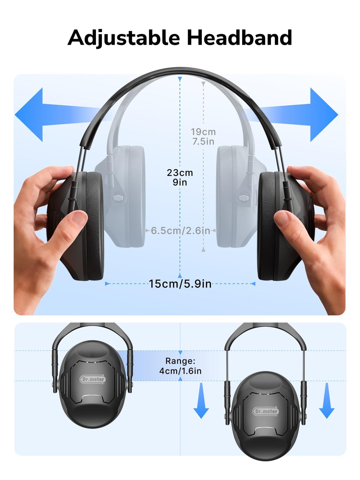 Dr.meter breathable TPE headband minimizes heat and sweat.