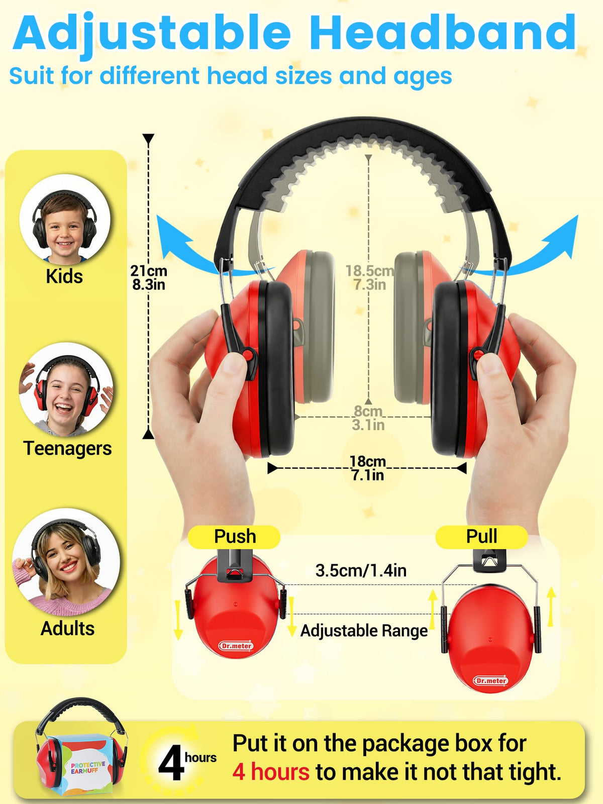 Dr.meter EM100 worn by a child for comfortable listening at events.
