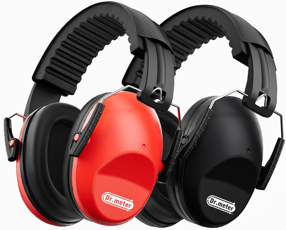 Dr.meter EM100 ear muffs folded for travel, protecting ears on the go.