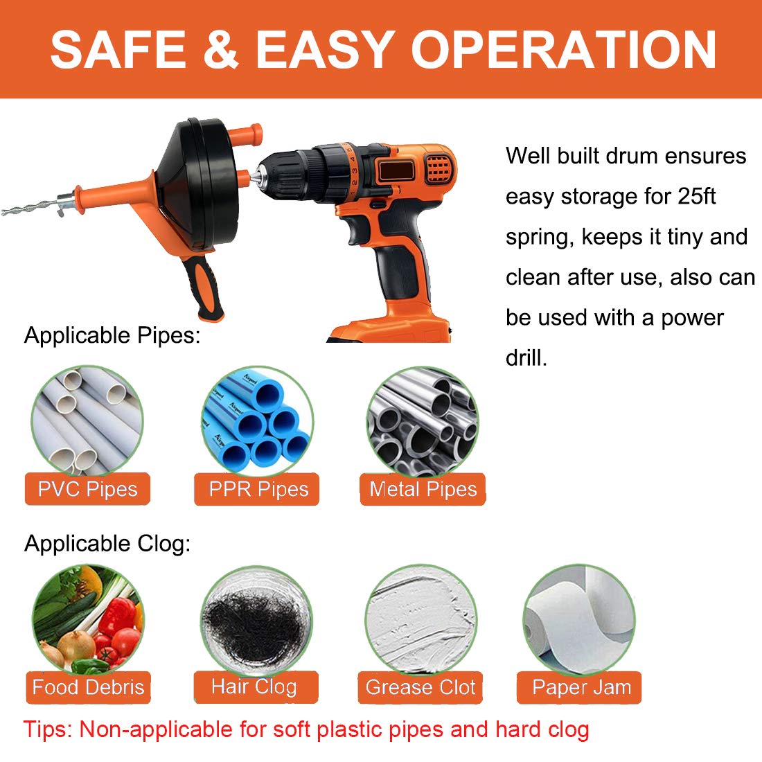 BACEYIOU drain auger set includes gloves for clean hands.