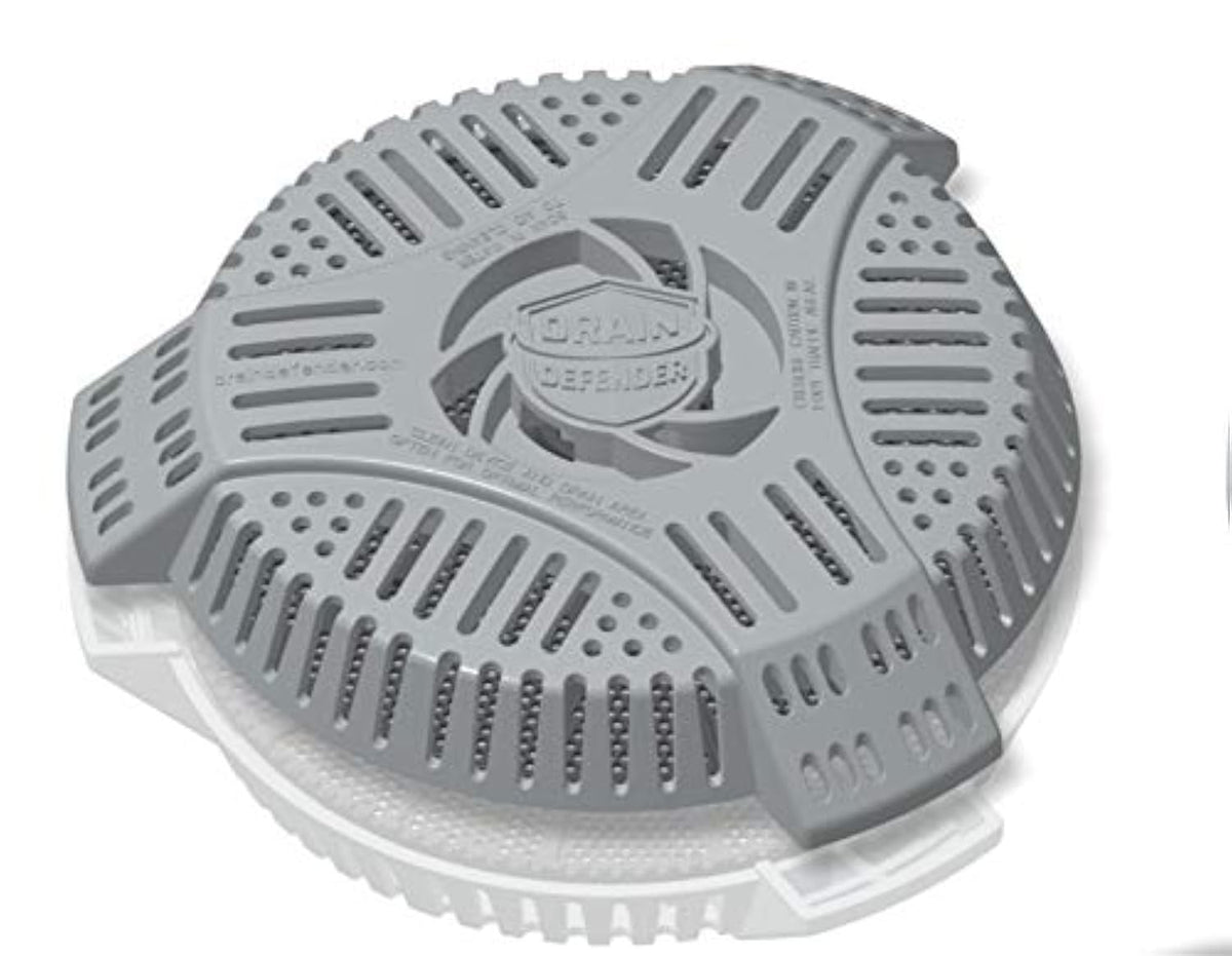 Drain Defender outer barrier blocks yard debris from stairwell drains