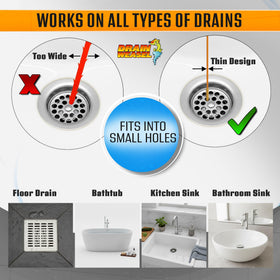 Drain Weasel coated cable protects pipes during use.