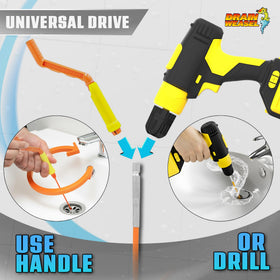 Drain Weasel FlexiSnake rotating handle provides precise manual control.