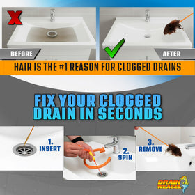 Drain Weasel ultra slim design fits through tight drains.