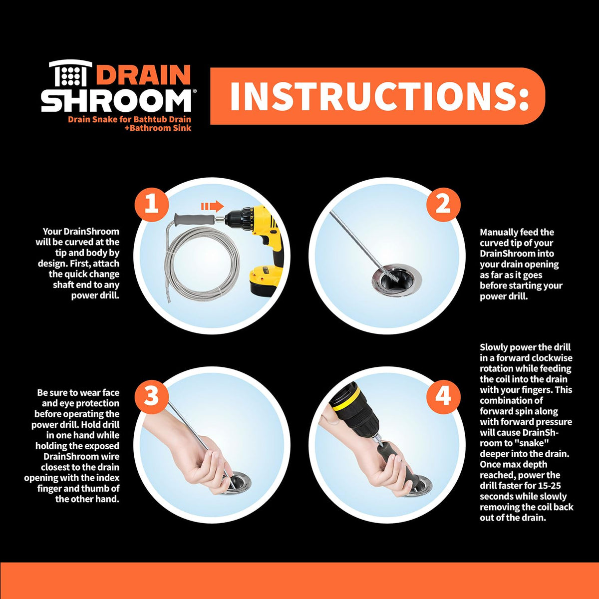 DrainShroom ideal for bathroom sinks and tubs, reducing the need for plumbers.