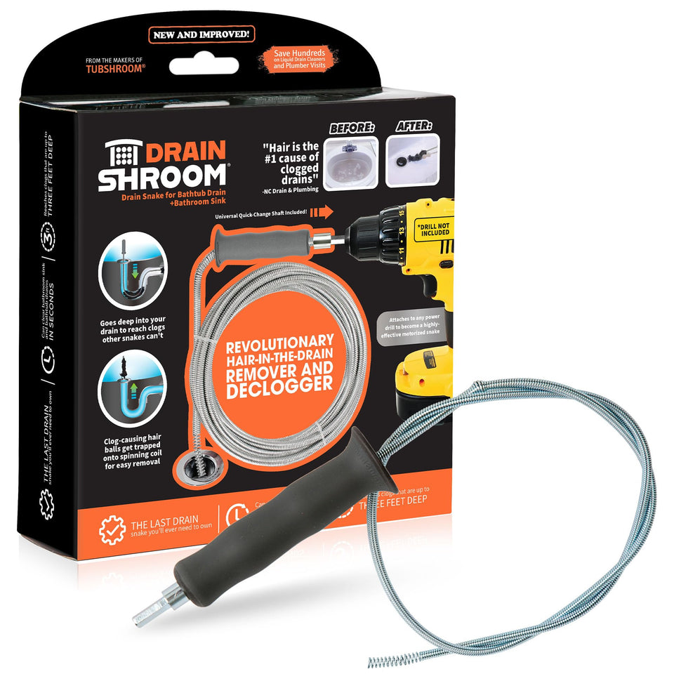 DrainShroom DSSNK070 42-inch drain snake clears bathroom hair clogs.