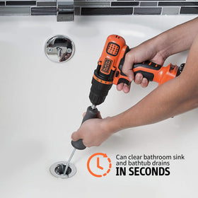 DrainShroom universal quick-change shaft speeds tool setup.