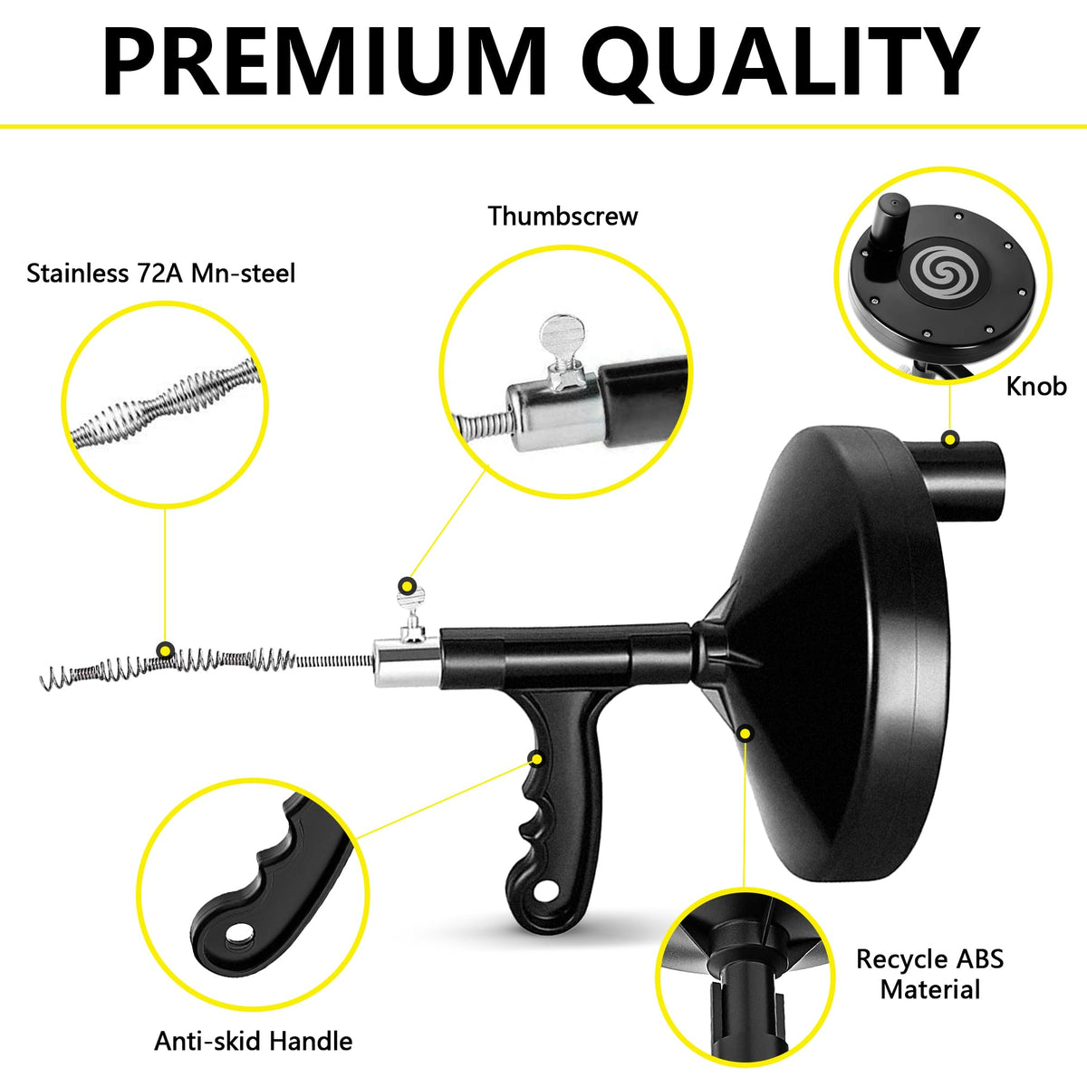 Drainsoon ABS drum housing provides durable, tidy storage after use.