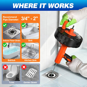 Drainsoon ergonomic handle for comfortable manual drain cleaning.