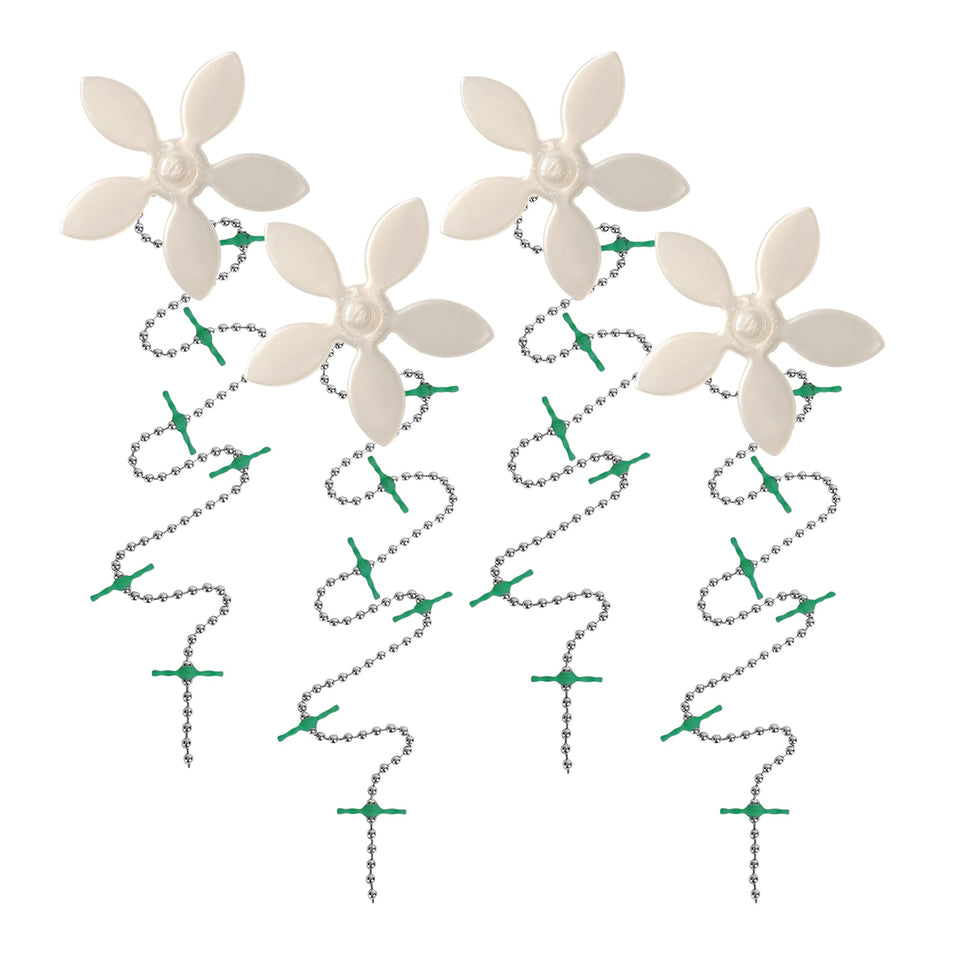 DrainWig white flower hair catcher sits over drain to prevent clogs
