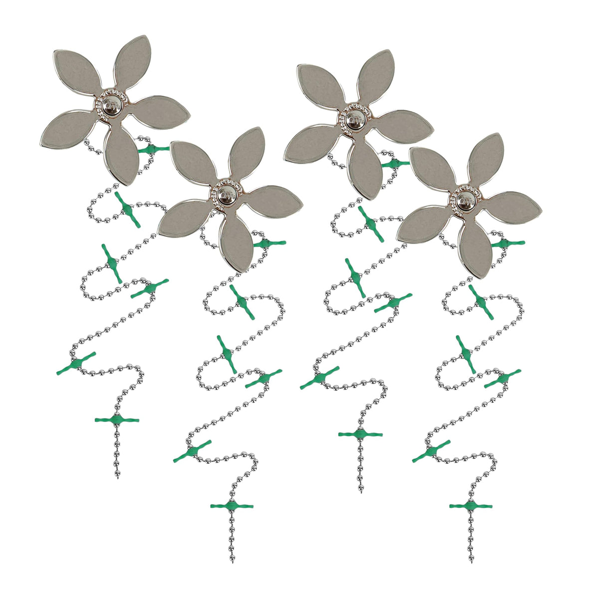 DrainWig silver flower 4-pack packaged for easy drain protection.