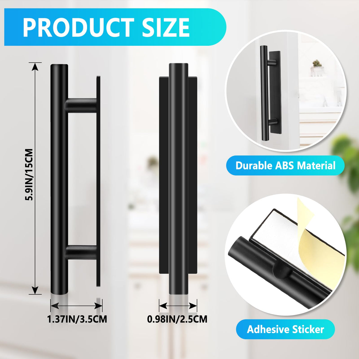 Draupnir ABS plastic cabinet pull close-up in black for durable everyday use