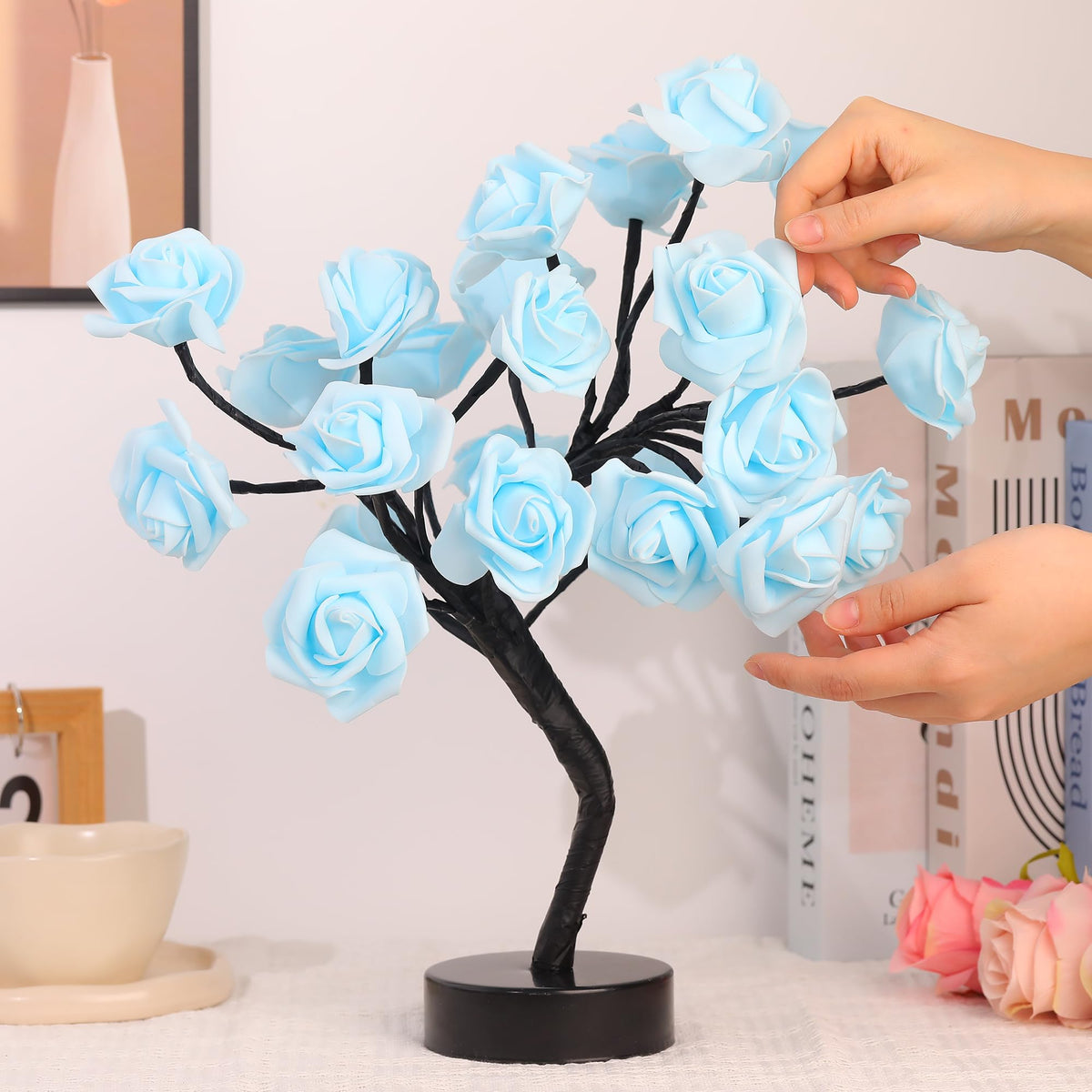 Drawelry Rose Tree Lamp provides soft night light ideal for bedrooms, weddings, and parties.