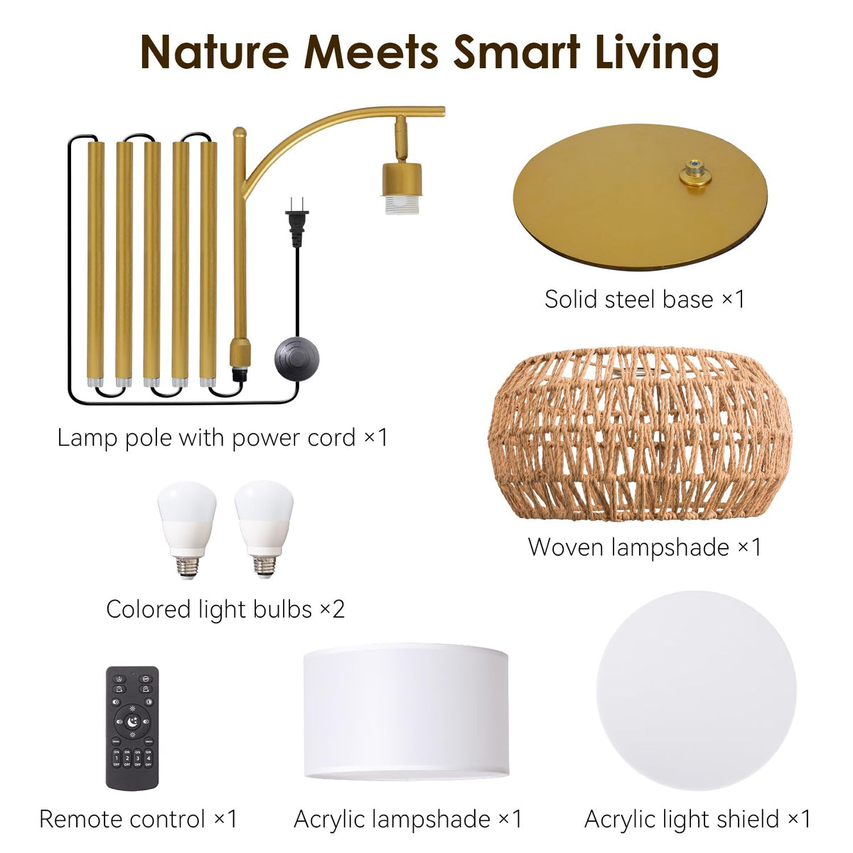 DRAWNCAT Gold Boho Rattan Floor Lamp ambiance showcases modern boho style for living rooms.