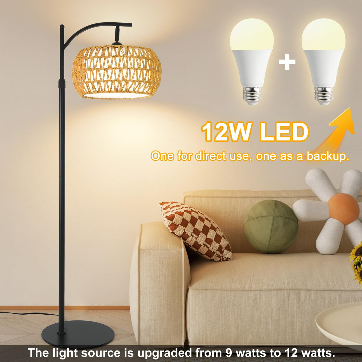 DRAWNCAT Boho Arc Floor Lamp design suits modern farmhouse decor.