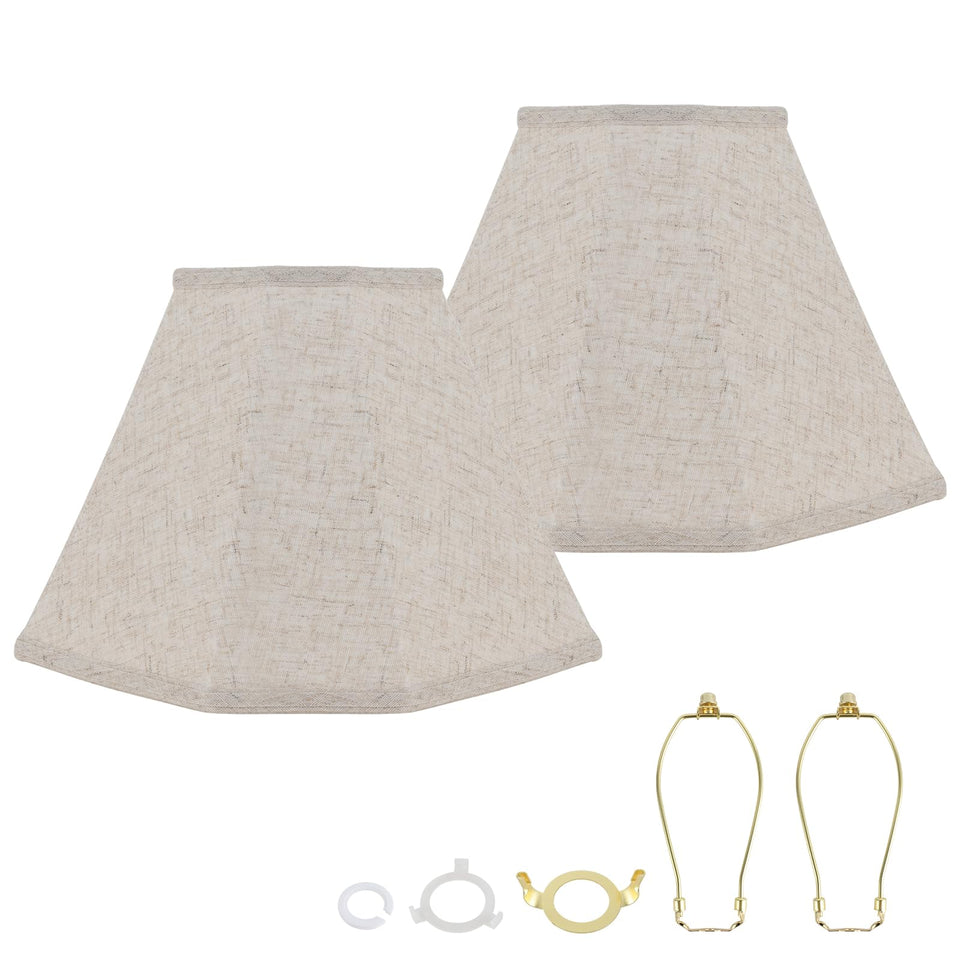 DRAWNCAT rectangular lamp shade front view showing warm oatmeal diffusion