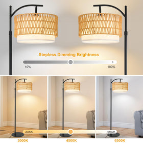 Drawncats rustic black lamp with woven rattan shade adds natural texture