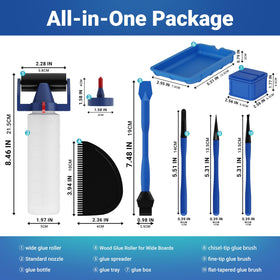 DrawPies glue-tray helps prevent spills and streamline assembly work.