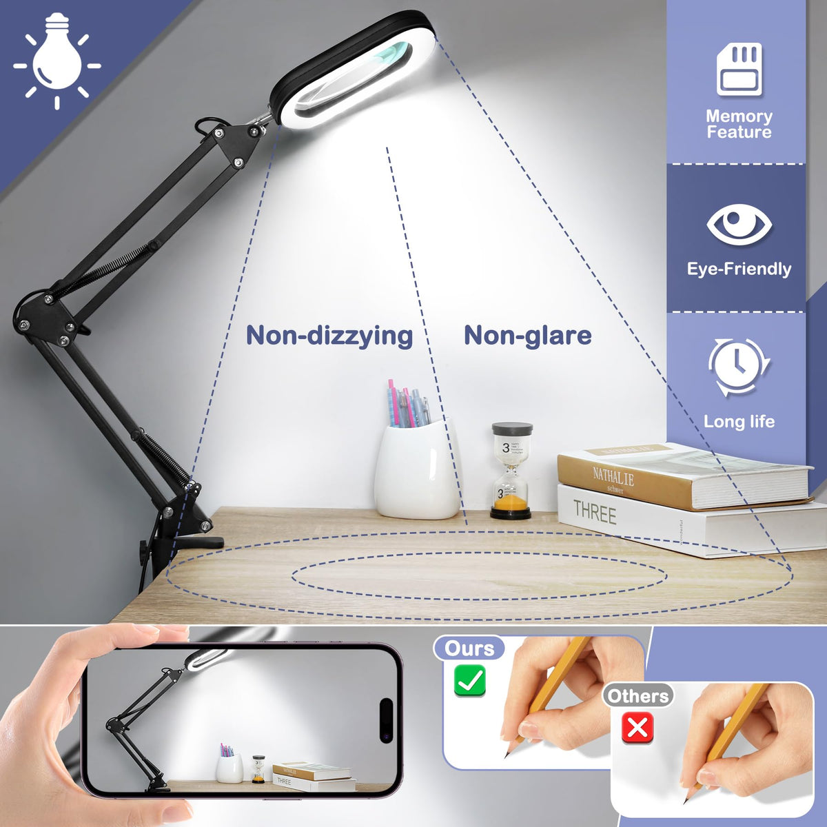 Drdefi 5-color temperature magnifier, adapt lighting to your task