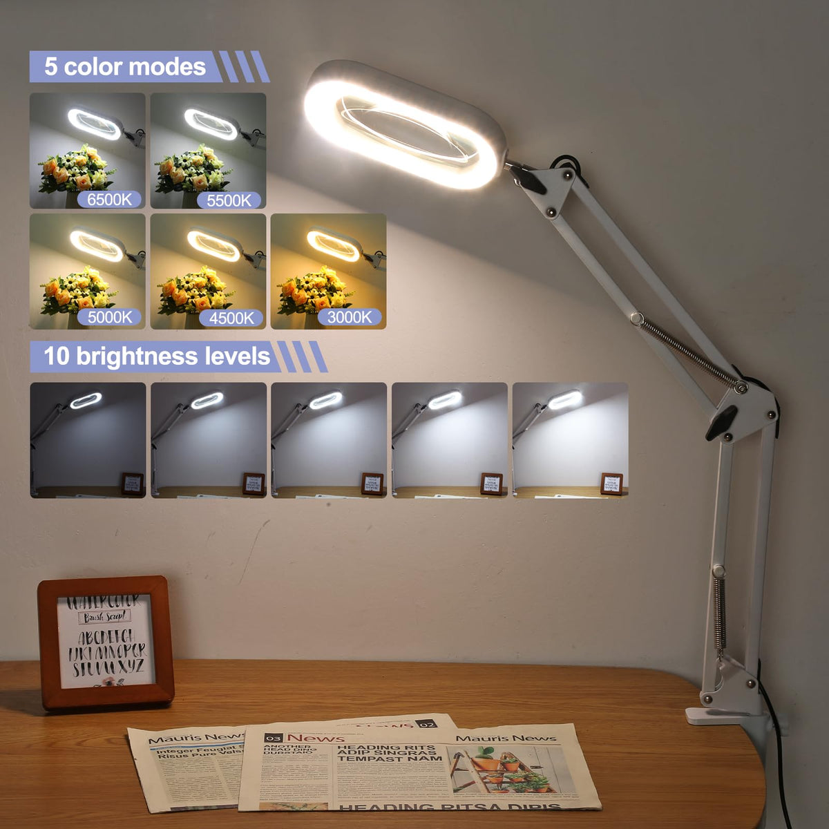 Clamp attachment fits tables up to 2.1 inches for flexible use.